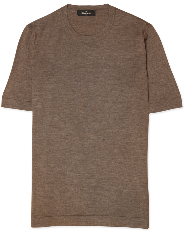 Gran Sasso Knitted T-Shirt Cashmere Silk Light Brown