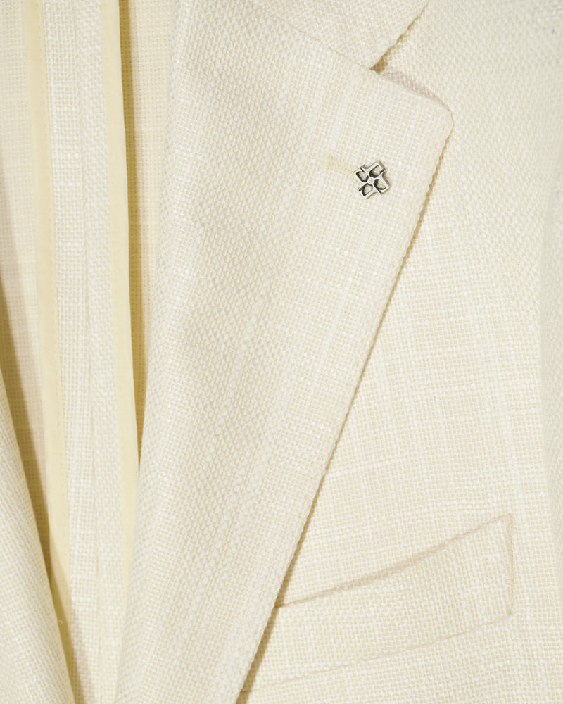 Tagliatore Jacket Cotton Linen Blend White