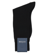 Bresciani Pure Cotton Ribbed Socks Navy