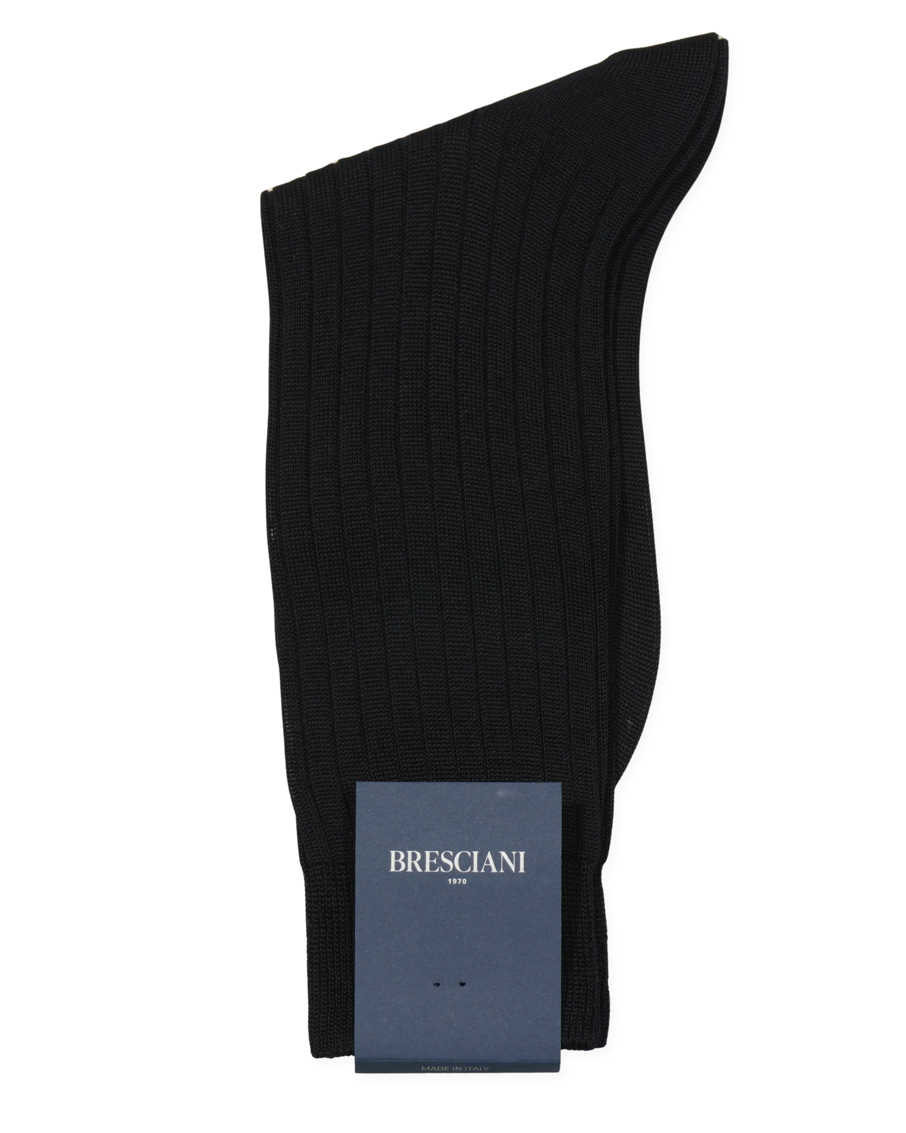 Bresciani Pure Cotton Ribbed Socks Navy
