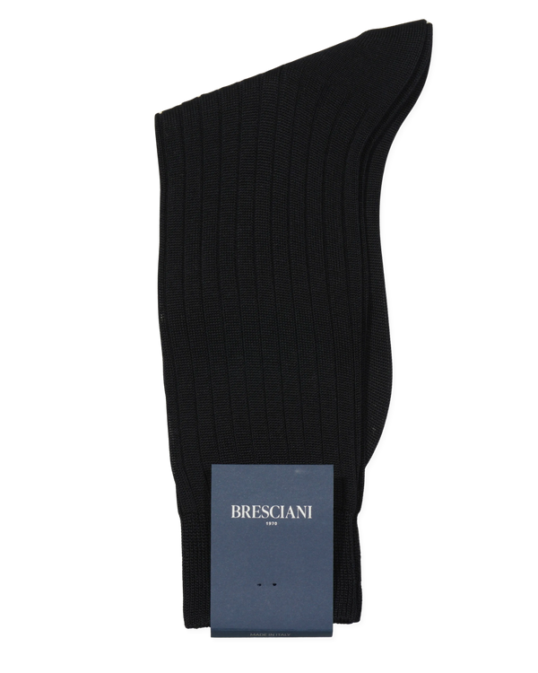 Bresciani Pure Cotton Ribbed Socks Navy