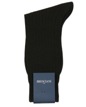 Bresciani Pure Cotton Ribbed Socks Dark Brown