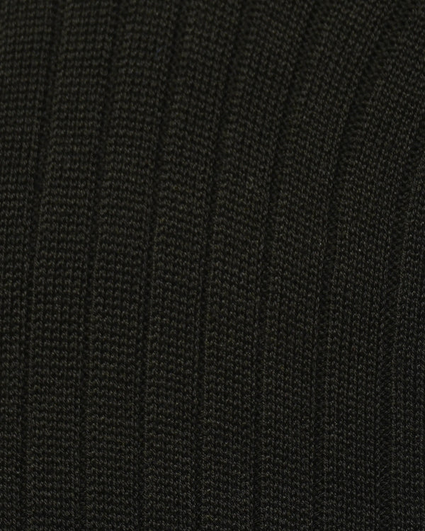 Bresciani Pure Cotton Ribbed Socks Dark Brown