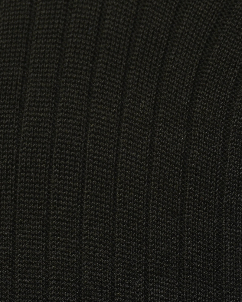 Bresciani Pure Cotton Ribbed Socks Dark Brown