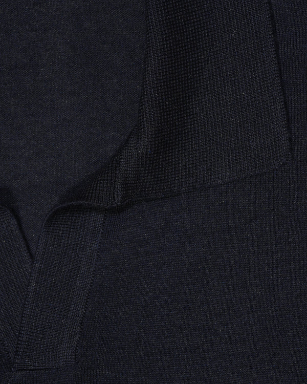 Gran Sasso Polo Shirt Pure Silk Navy