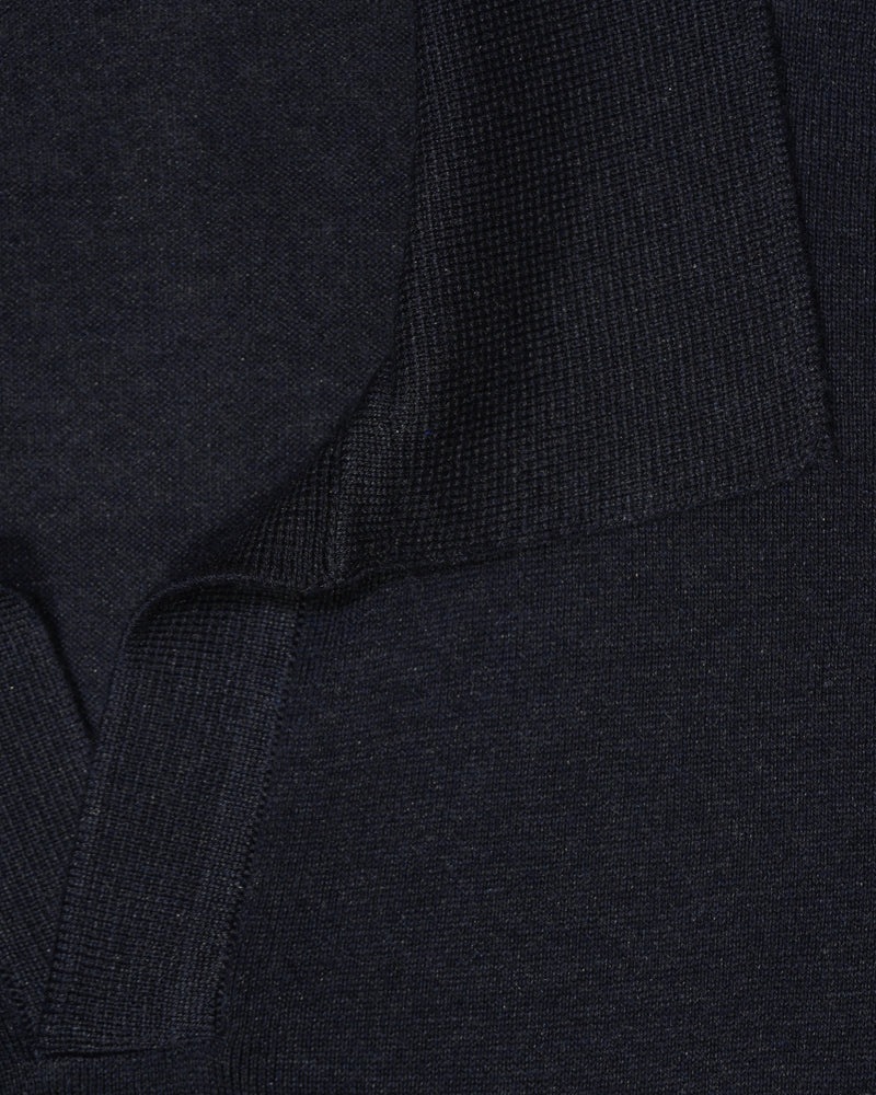 Gran Sasso Polo Shirt Pure Silk Navy