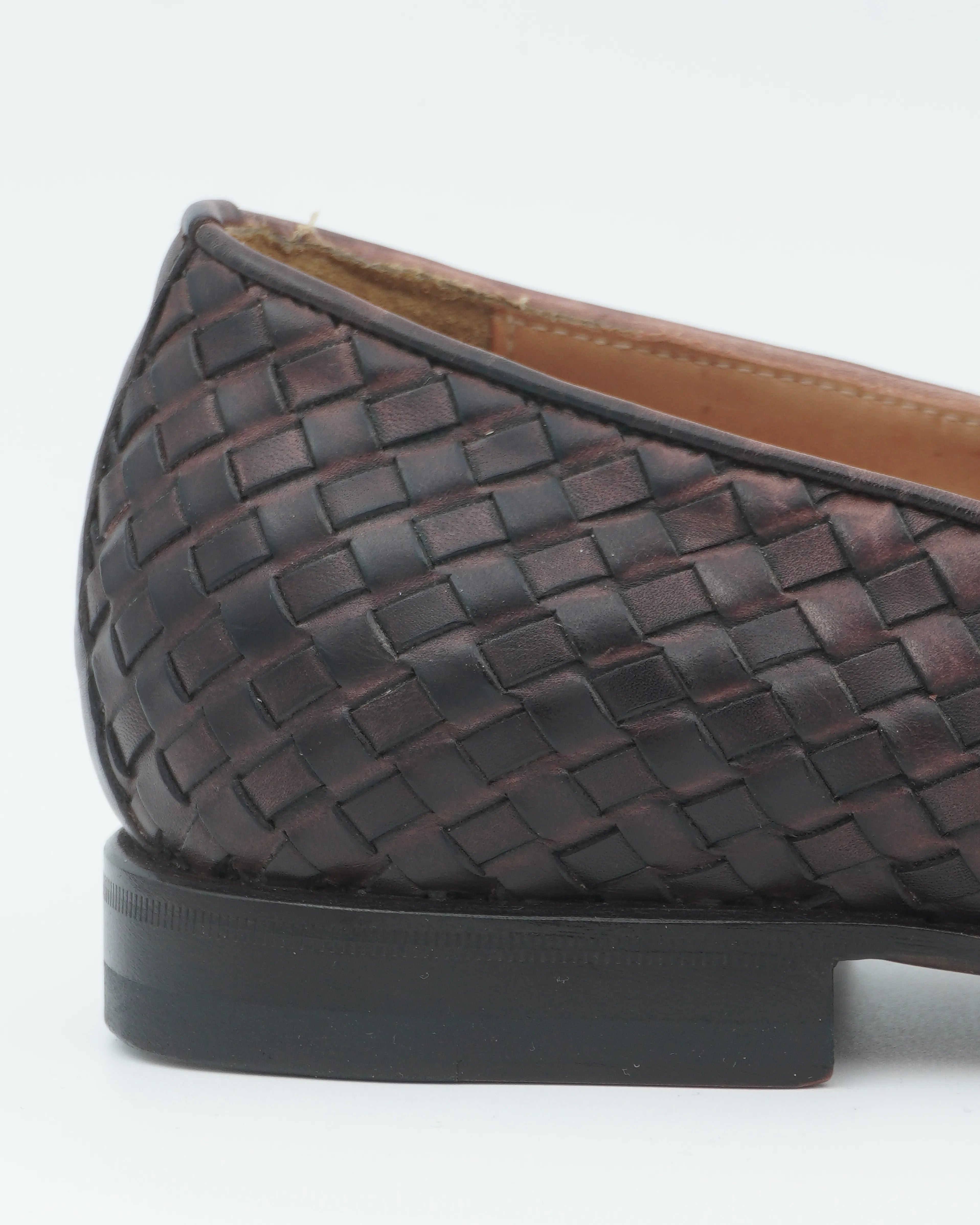 Sand Copenhagen Double Monk Woven Leather Dark Brown