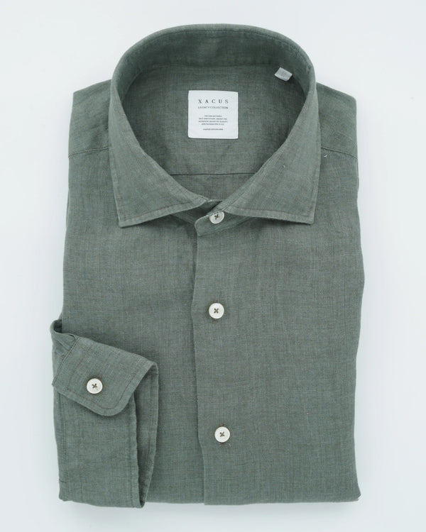 Xacus Shirt Pure Linen Slim Fit Green