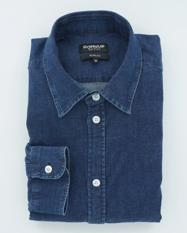 Dondup Shirt Stretch Denim Slim Fit Dark Blue