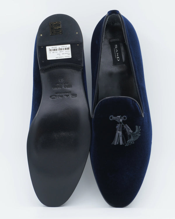 Sand Copenhagen Tassel Loafers Velvet Navy