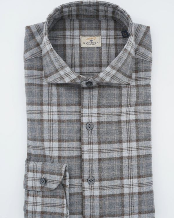 Sonrisa Shirt Flannel Blue Brown Check