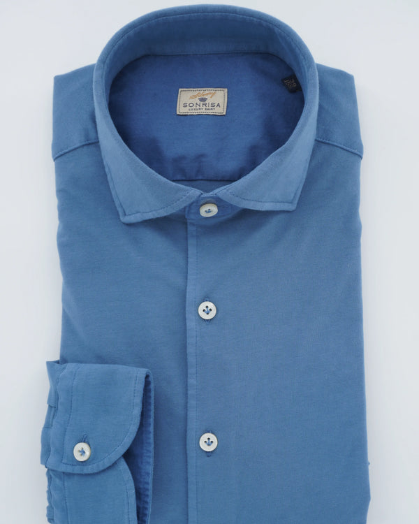 Sonrisa Shirt Washed Cotton Jersey Blue