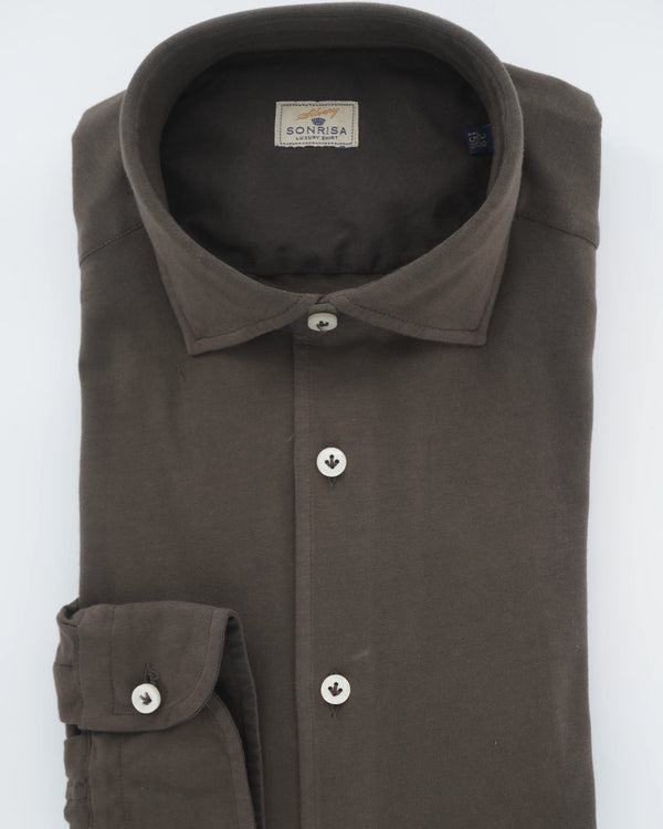 Sonrisa Shirt Washed Cotton Jersey Brown