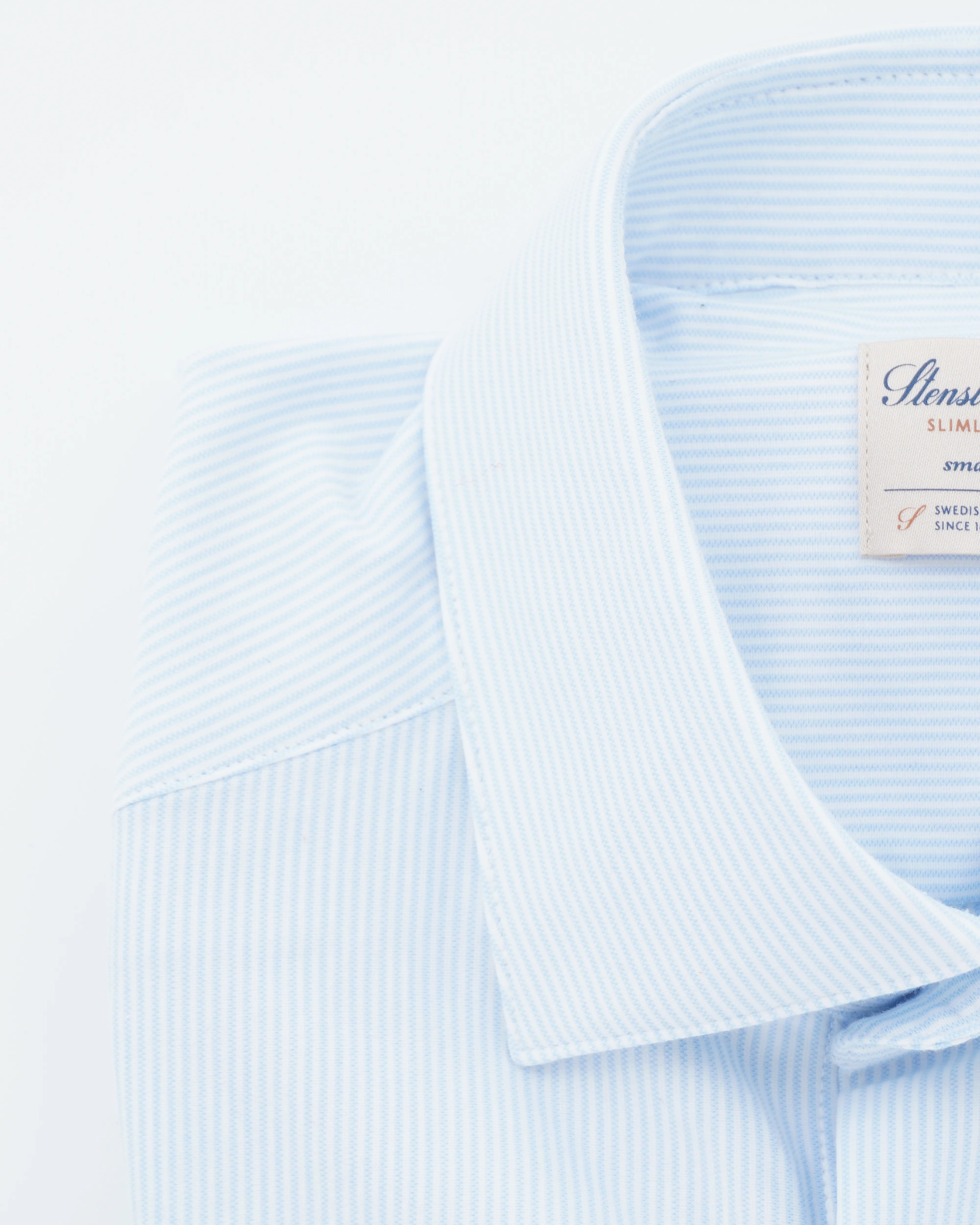 Stenströms Shirt Luxury Jersey Fine Stripe Light Blue