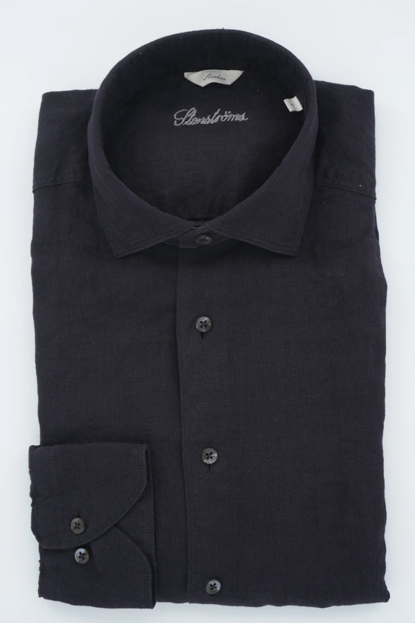 Stenströms Shirt Pure Linen Slim Fit Black