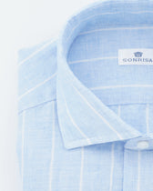 Sonrisa Shirt Pure Linen Striped Light Blue