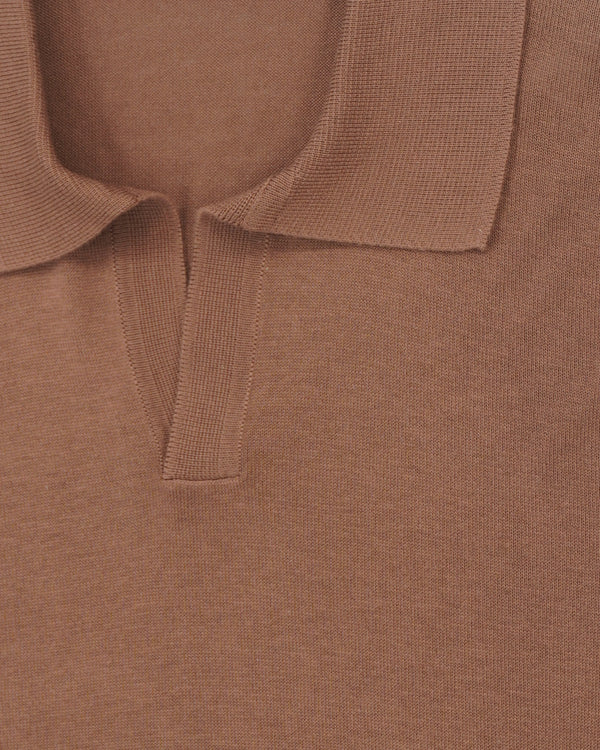 Gran Sasso Polo Shirt Pure Silk Camel