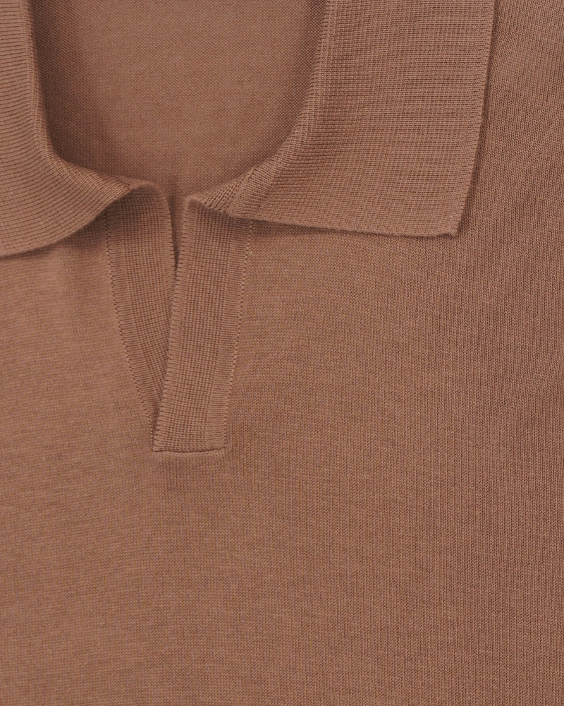 Gran Sasso Polo Shirt Pure Silk Camel