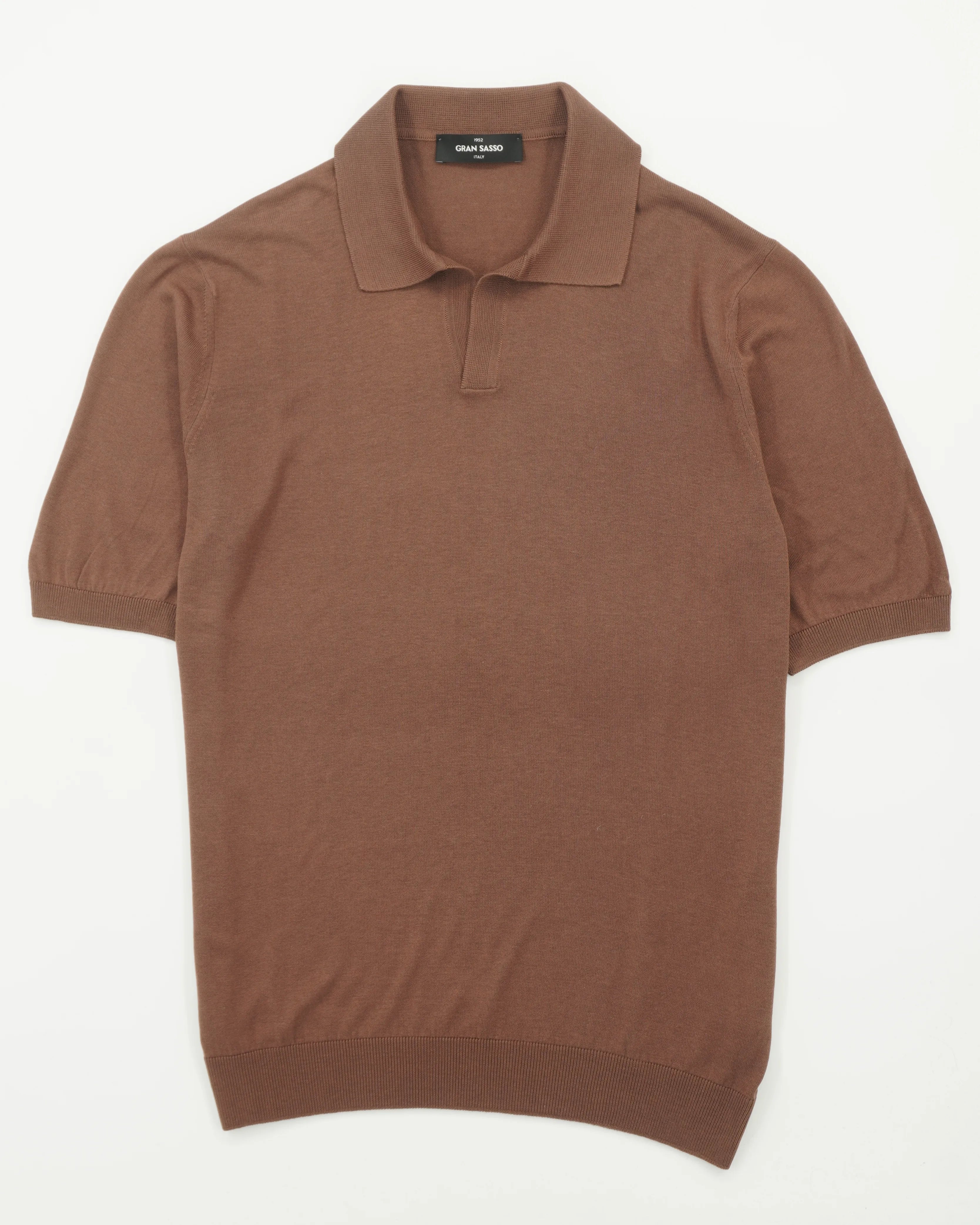 Gran Sasso Polo Shirt Pure Silk Camel