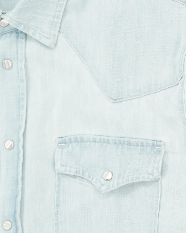 Dondup Western Shirt Pure Cotton Denim Light Blue