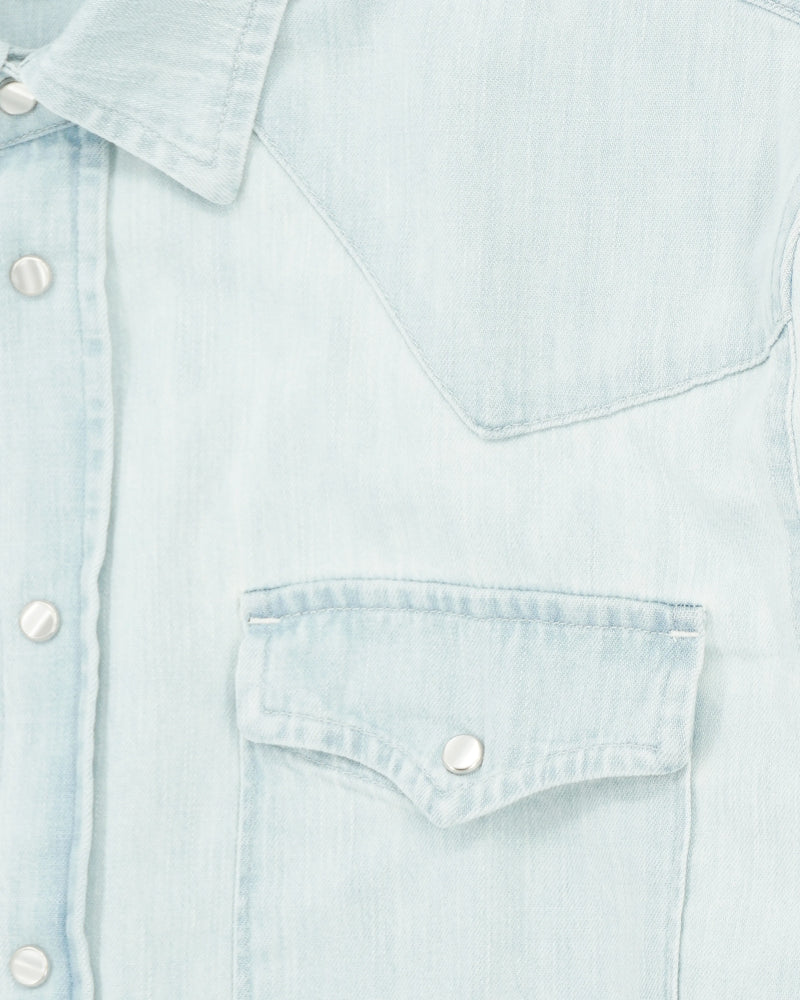Dondup Western Shirt Pure Cotton Denim Light Blue