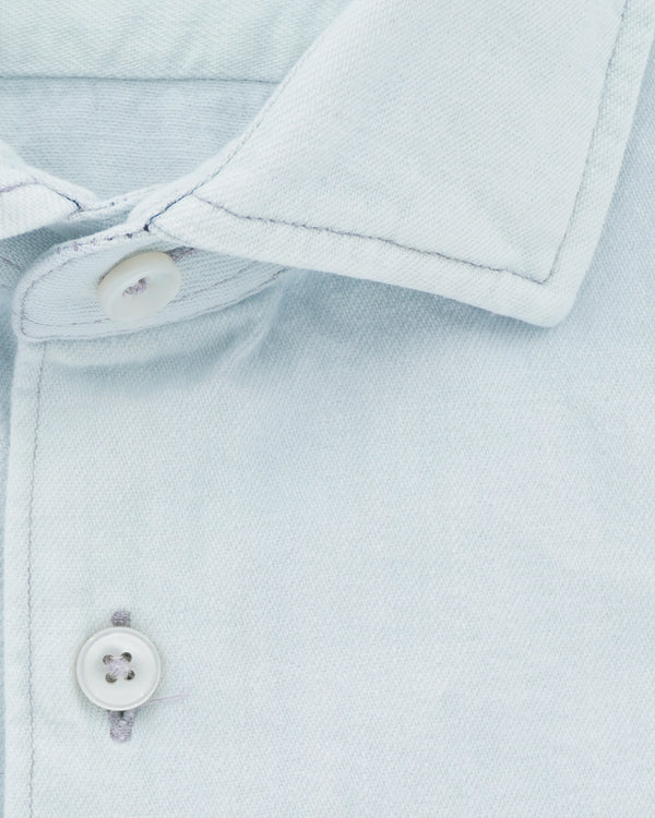 Xacus Shirt Bleached Denim Light Blue