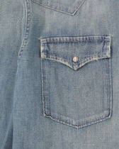 Dondup Western Shirt Pure Cotton Denim Medium Blue