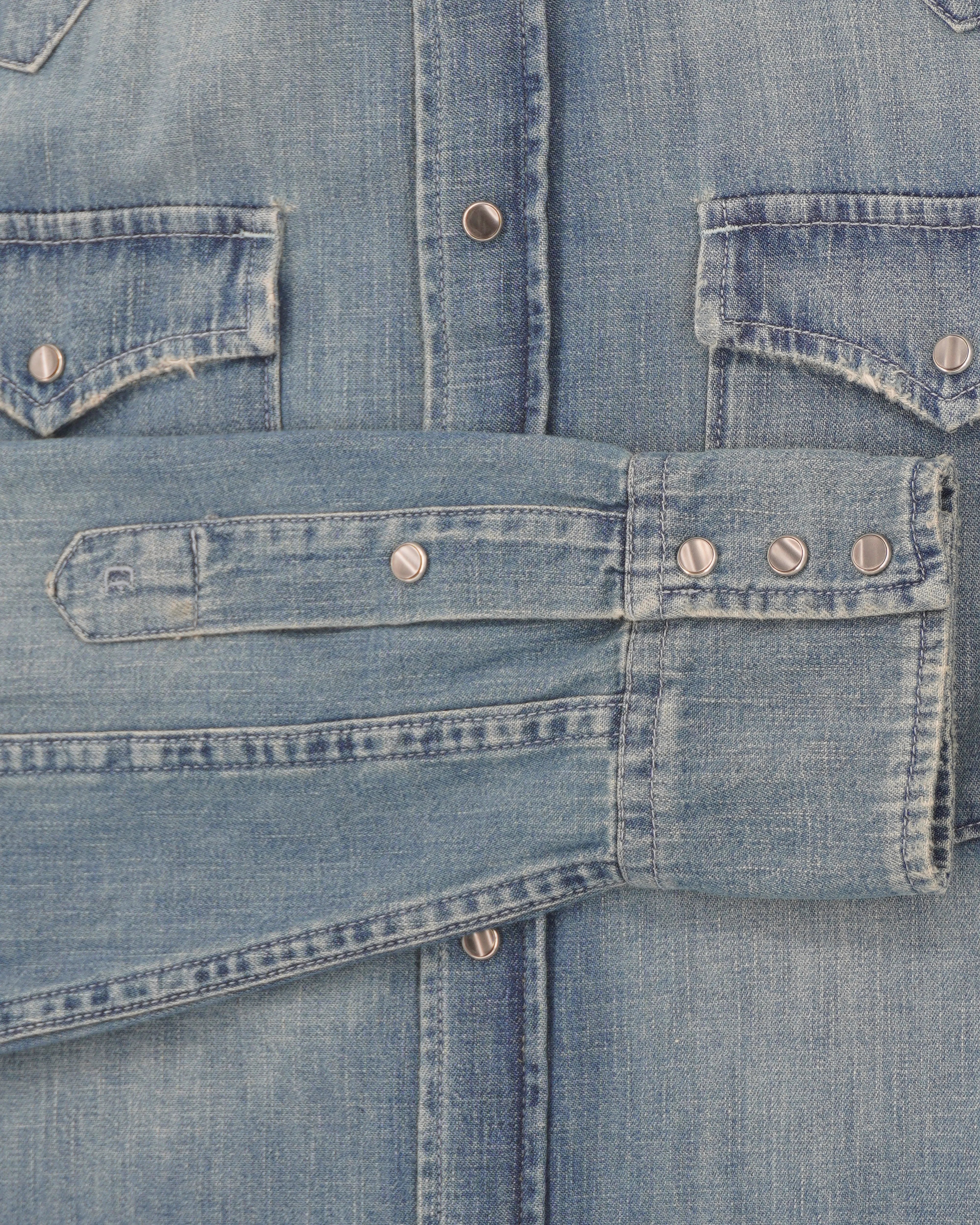 Dondup Western Shirt Pure Cotton Denim Medium Blue