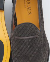 Doucals Detachable Tassel Loafer Woven Suede Dark Brown