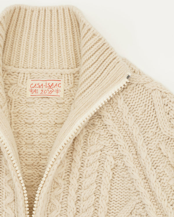 GRP Full Zip Cable Knit Light Beige