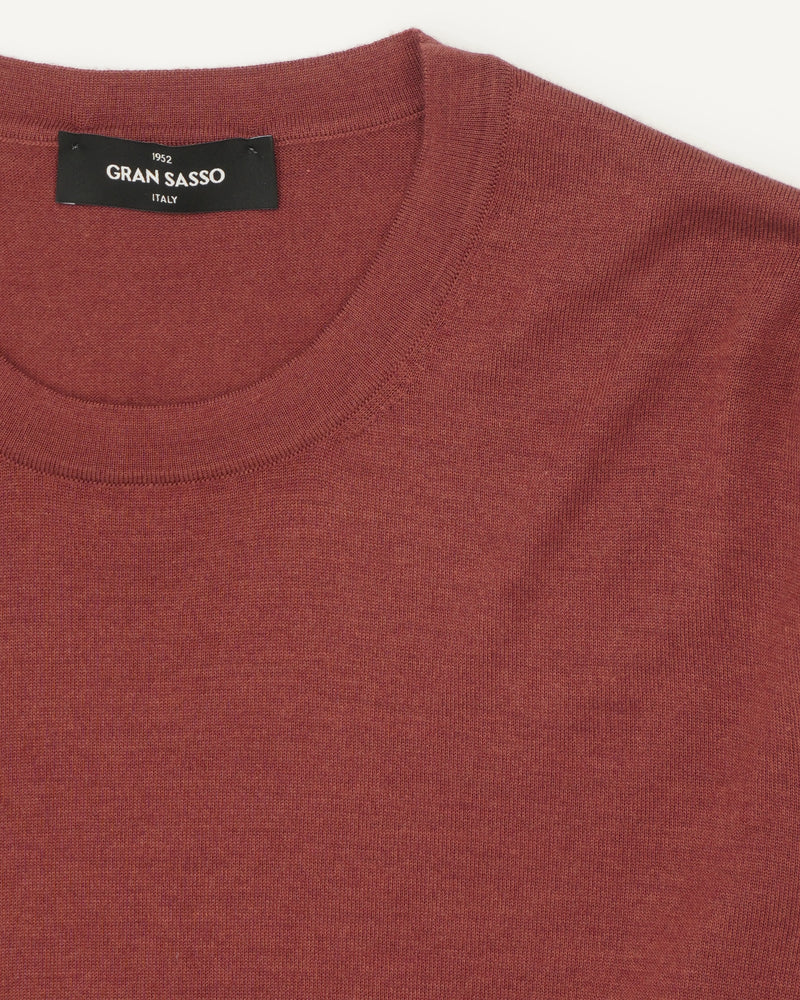 Gran Sasso Knitted T-Shirt Cashmere Silk Soft Red