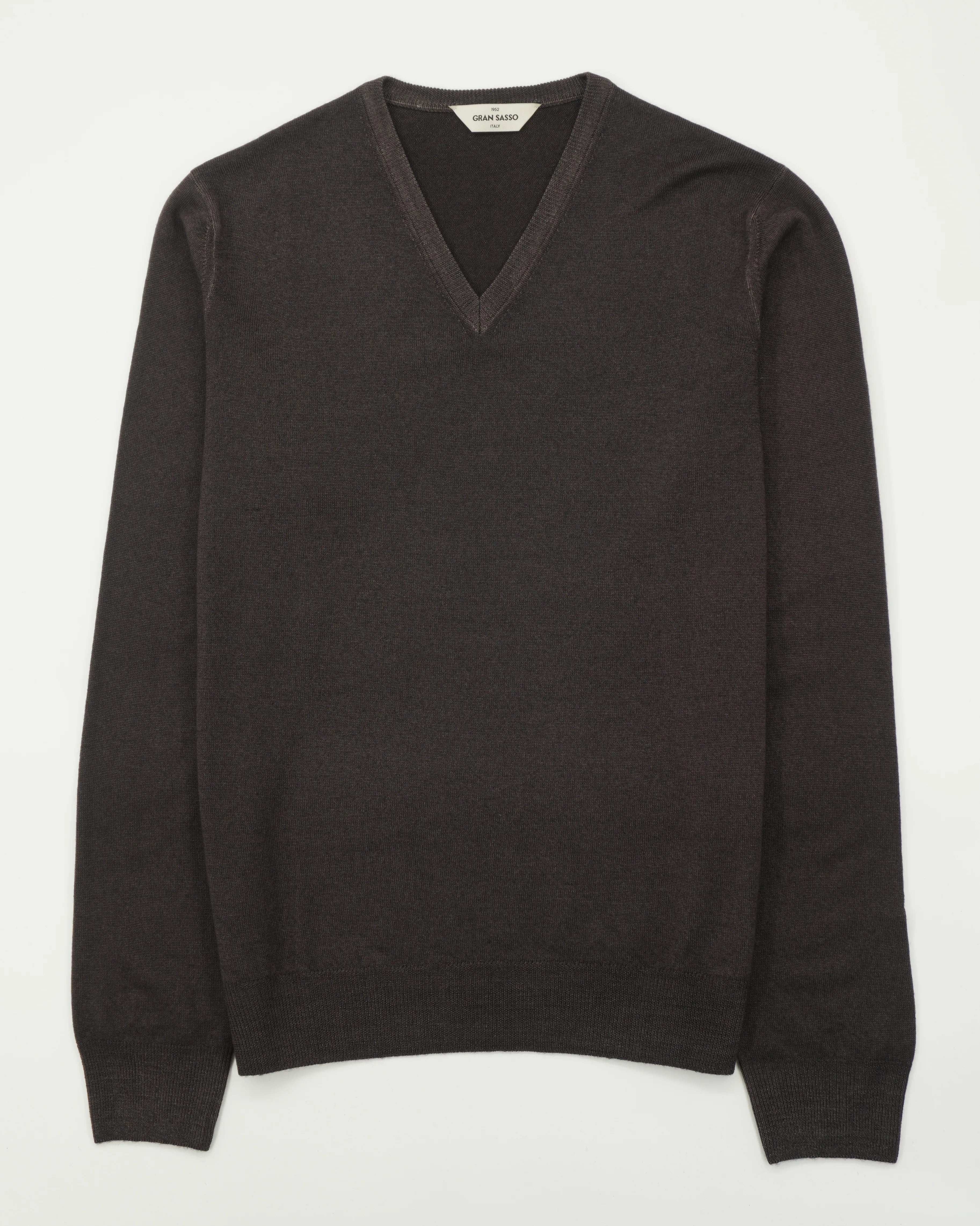 Gran Sasso Pullover V-neck Garment Dyed Brown