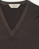 Gran Sasso Pullover V-neck Garment Dyed Brown