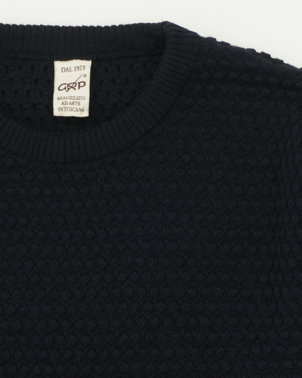 GRP Crewneck Spotknit Pure Merino Navy