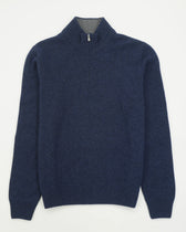 Gran Sasso Half Zip Wool Cashmere Blue