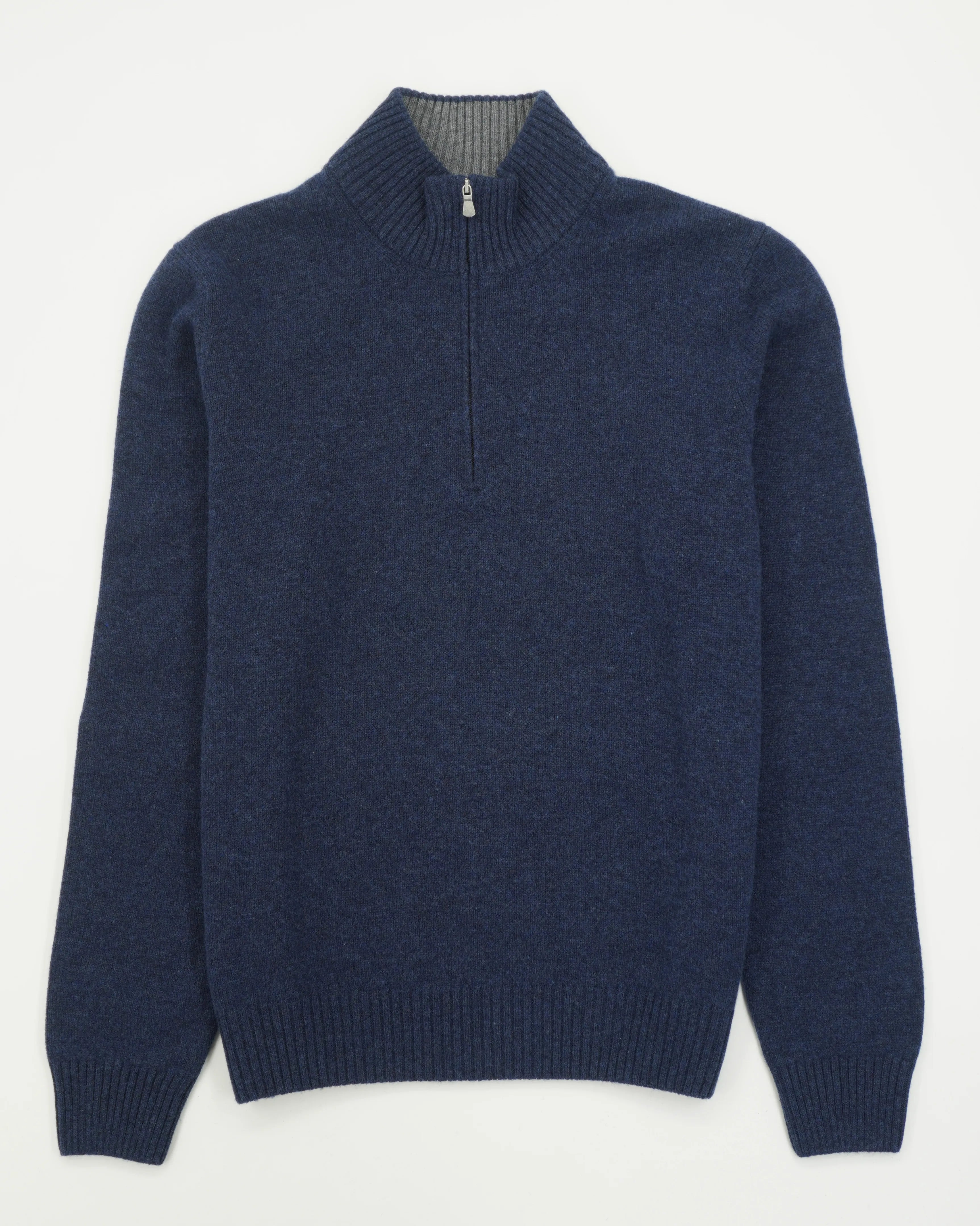 Gran Sasso Half Zip Wool Cashmere Blue