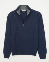 Gran Sasso Half Zip Wool Cashmere Blue