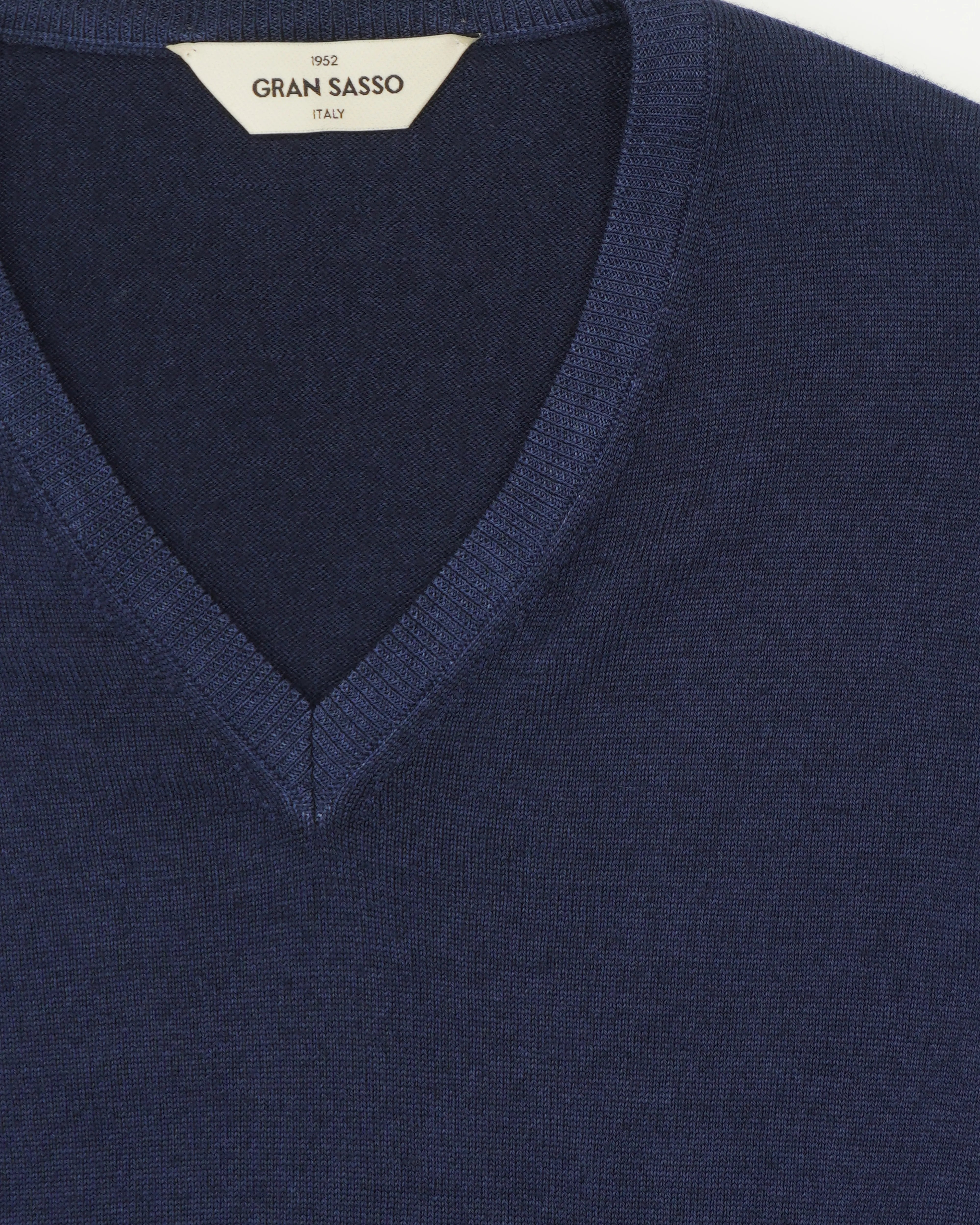 Gran Sasso Pullover V-neck Garment Dyed Navy
