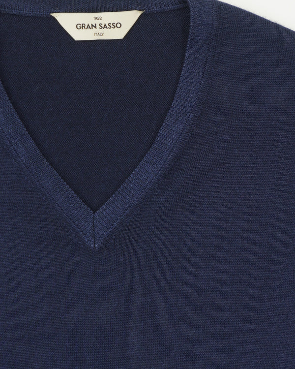 Gran Sasso Pullover V-neck Garment Dyed Navy