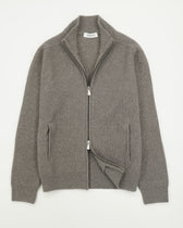 Gran Sasso Full Zip Wool Cashmere Rib Taupe