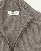 Gran Sasso Full Zip Wool Cashmere Rib Taupe