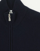 Gran Sasso Full Zip Wool Cashmere Rib Navy