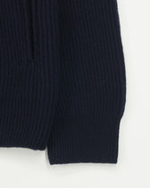 Gran Sasso Full Zip Wool Cashmere Rib Navy