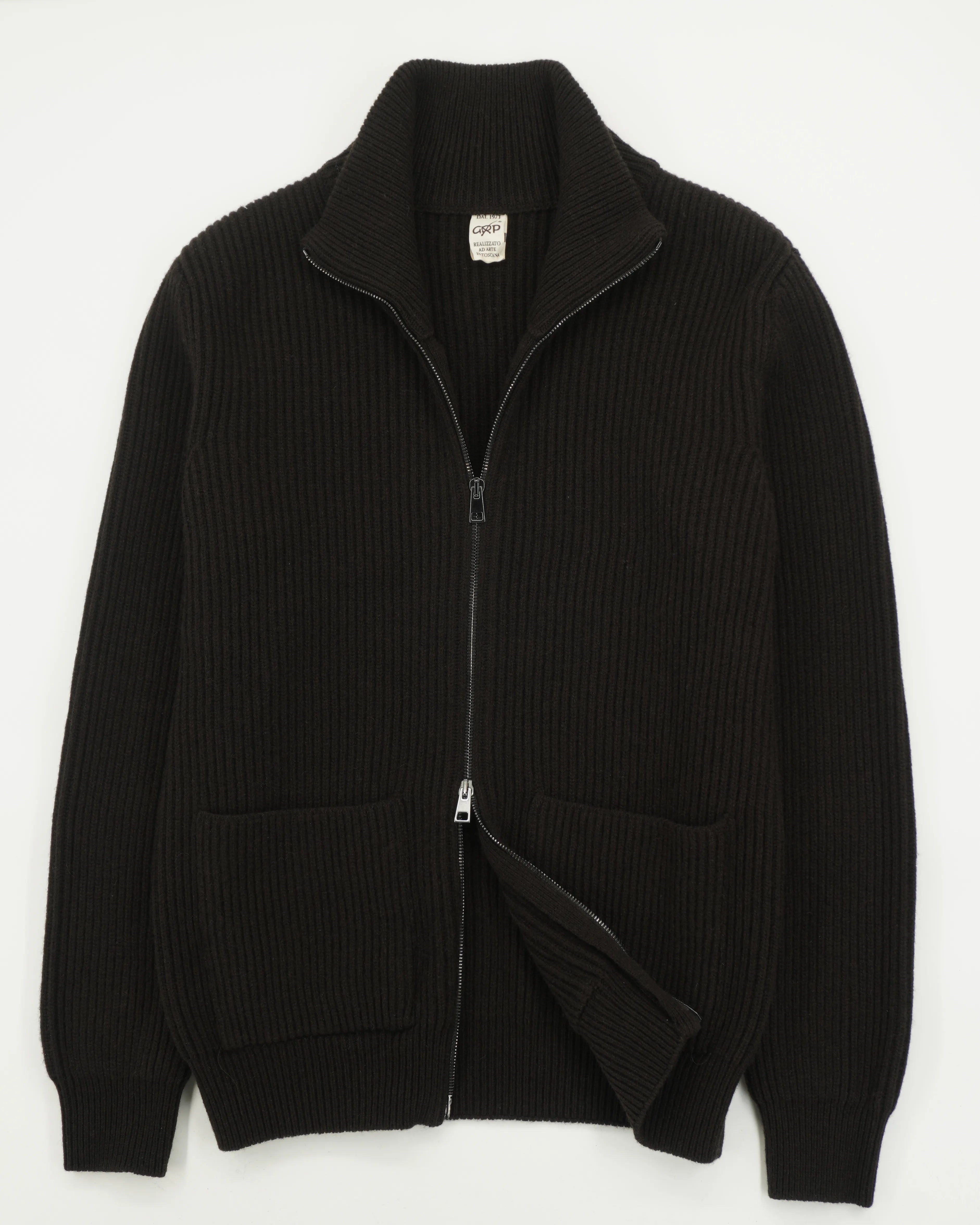 GRP Full Zip Wool Cashmere Dark Brown