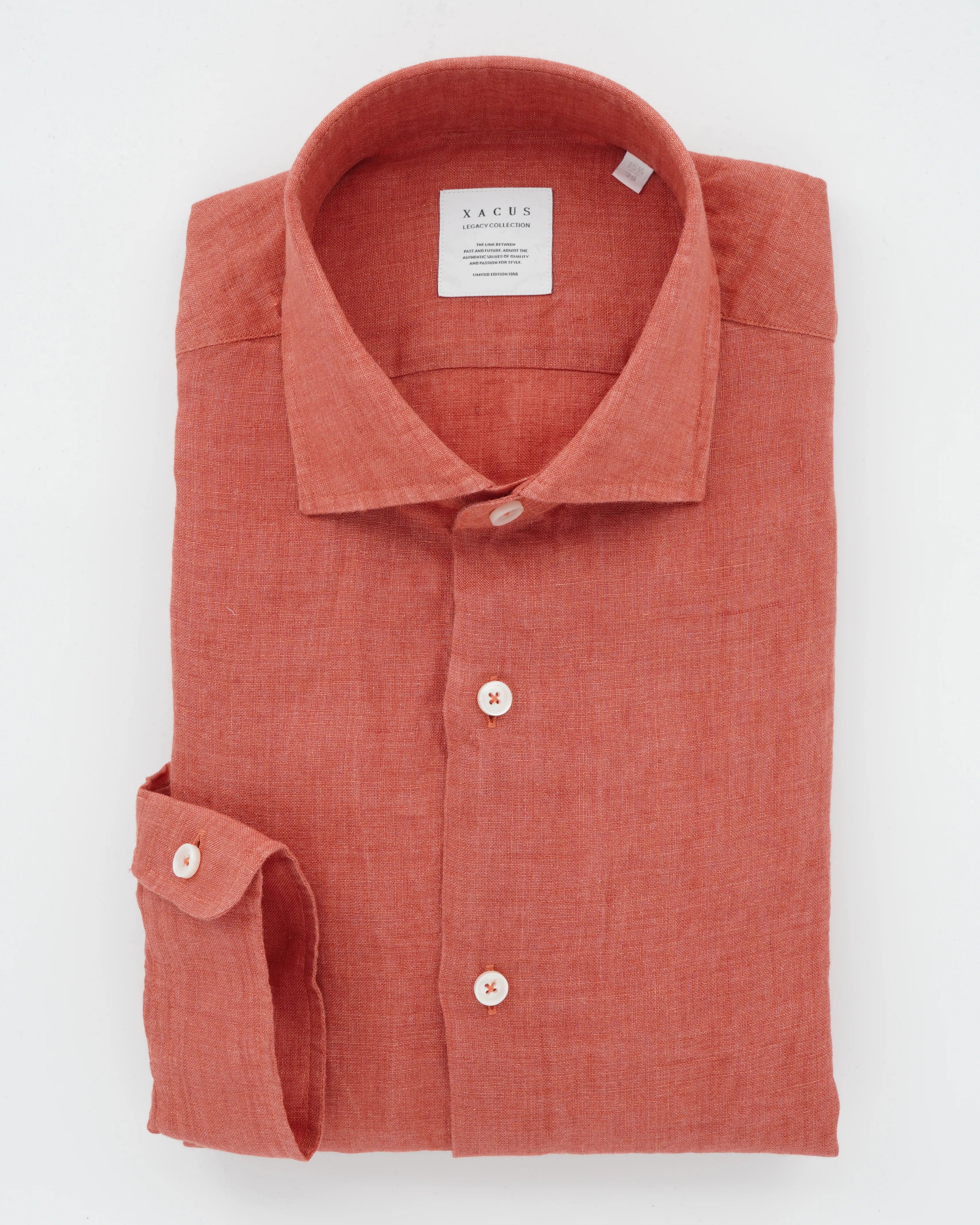 Xacus Shirt Pure Linen Slim Fit Soft Orange | Ranwald
