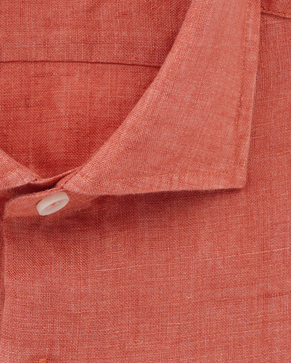 Xacus Shirt Pure Linen Slim Fit Soft Orange