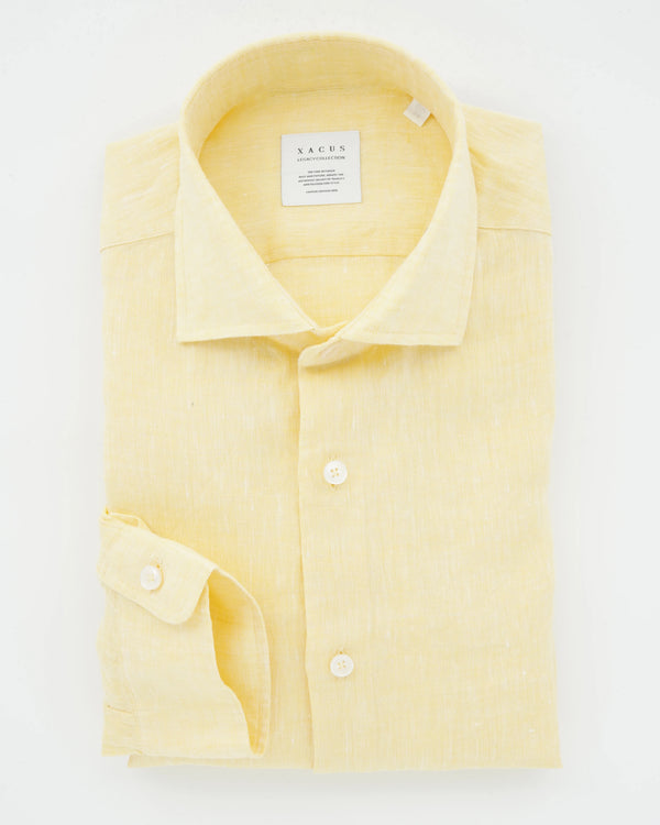 Xacus Shirt Pure Linen Slim Fit Yellow