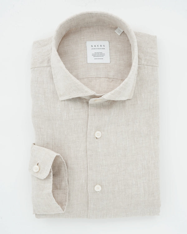 Xacus Shirt Pure Linen Slim Fit Light Beige