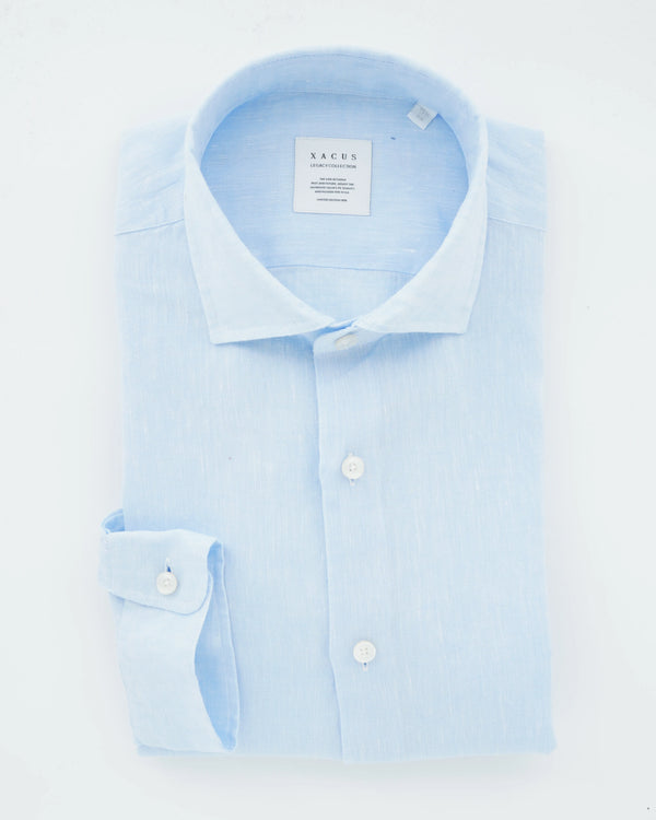 Xacus Shirt Pure Linen Slim Fit Light Blue