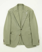 Lardini Jacket Garment Dyed Cotton Green